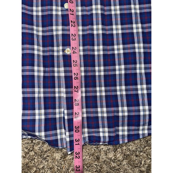 Barbour Shirt Men Large Blue Plaid Highland Check 8 Tailored Long Sleeve Buttons - Picture 15 of 15